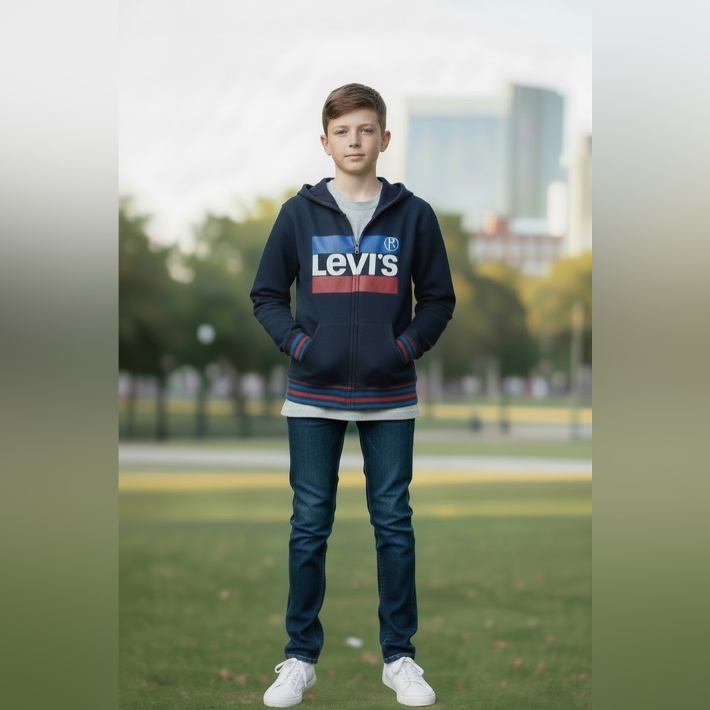 Levi’s boys navy blue zippered hoodie size M